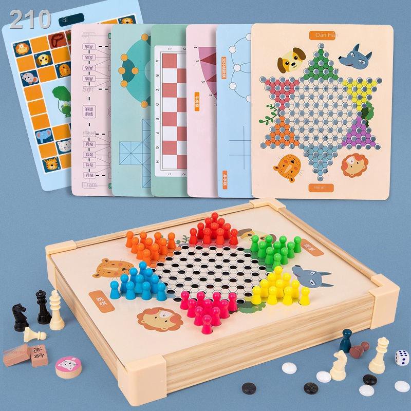 ♟□Cờ vua bay cho trẻ em, đen, caro, trò chơi đa năng bằng gỗ, vua, đồ giáo dục học sinh