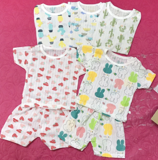 Bộ cotton giấy kiểu ngắn tay/ba lỗ cho bé trai/bé gái