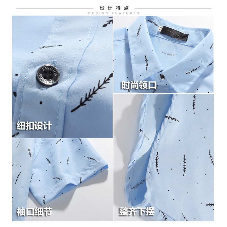 Áo Sơ Mi Nam Ngắn Tay Họa Tiết Hoa Văn