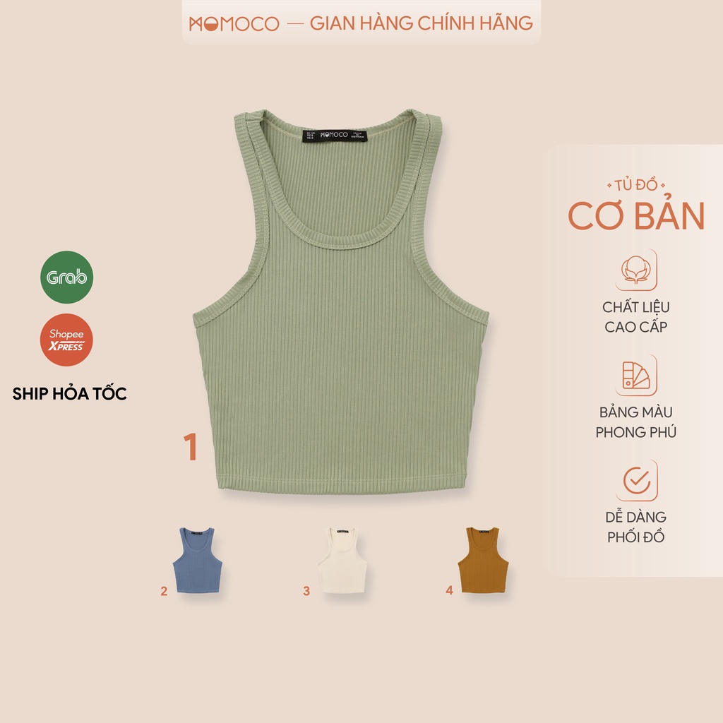 Áo Ba Lỗ Tanktop MOMOCO Cổ Khoét Sâu Dáng Croptop Chất Cotton Tăm Mềm Mại Phong Cách Trẻ Trung Ít Co Giãn M2955