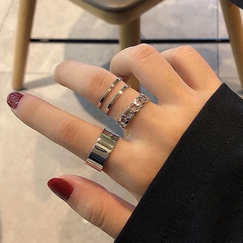 Set 3 Nhẫn Đeo Khớp Ngón Tay Phong Cách Punk Cá Tính Cho Nữ