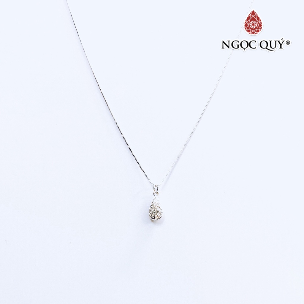 Dây chuyền bạc mặt giọt nước họa tiết hoa văn - Ngọc Quý