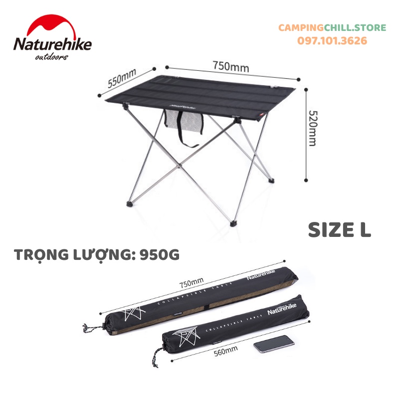 [CHÍNH HÃNG] BÀN VẢI GẤP GỌN DÃ NGOẠI, CẮM TRẠI, PICNIC NATUREHIKE NH15Z012-L | BigBuy360 - bigbuy360.vn
