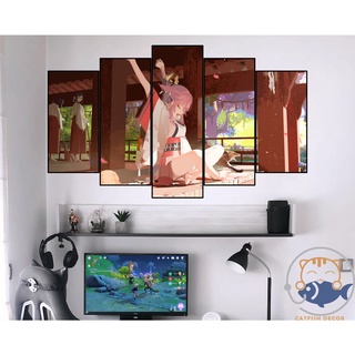 Tranh dán tường decor tranh trí phòng genshin impact - yae miko - bộ 9