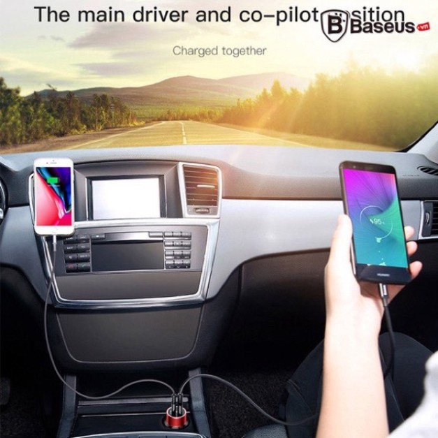 Bộ tẩu sạc nhanh đa năng dùng cho xe hơi Baseus LV196