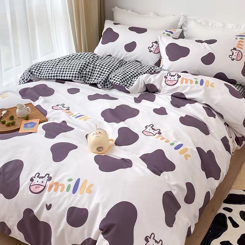 Set Chăn Ga Bò Sữa Milk Cotton Poly Siêu Đáng Yêu Mềm Mát Chuẩn Xuất Nhật (Shinbedding.shop)
