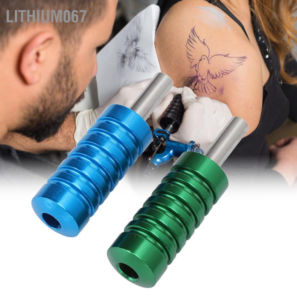Lithium067 2pcs Aluminum Alloy Tattoo Machine Grip Prevent Slip Handle Grips Green Blue 2.1cm Diameter Tay cầm máy xăm hình