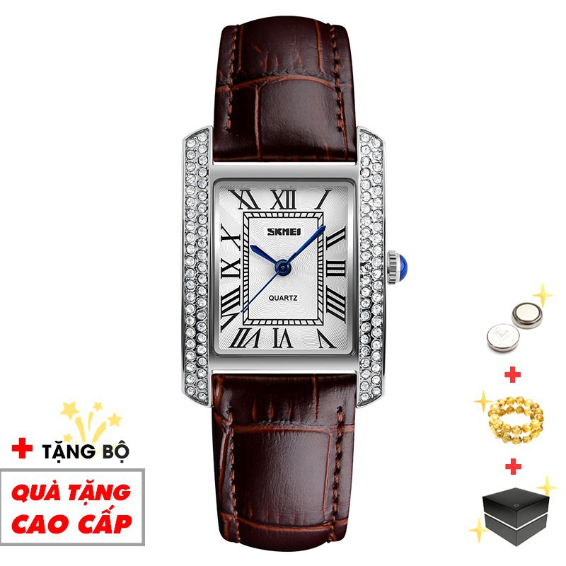 Đồng hồ nữ SKMEI chính hãng thời trang dây da mặt vuông viền đá sang trọng SMW08-SHOP NGỌC HUYỀN | BigBuy360 - bigbuy360.vn