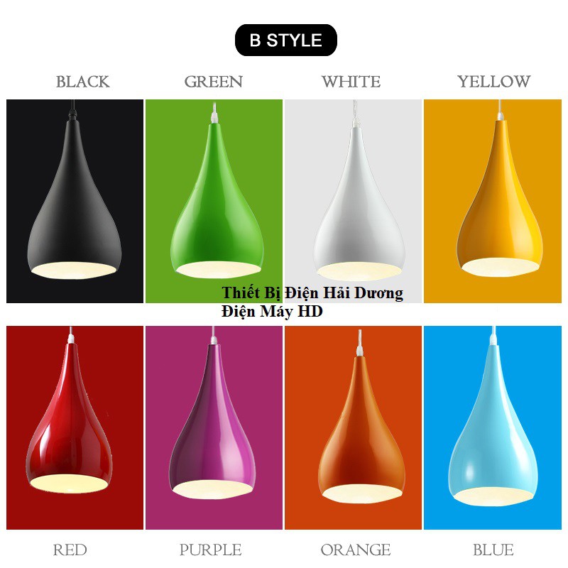 Bộ 3 Đèn thả trần hình giọt nước 8217 (Đen) - Chưa bao gồm bóng - Bảo hành 12 tháng