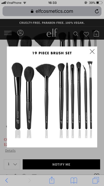 Tách set cọ cao cấp chuyên nghiệp Elf e.l.f 19 Piece Brush Set