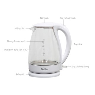 Ấm siêu tốc Bình siêu tốc Delites 1.8 lítDST016 GOG327