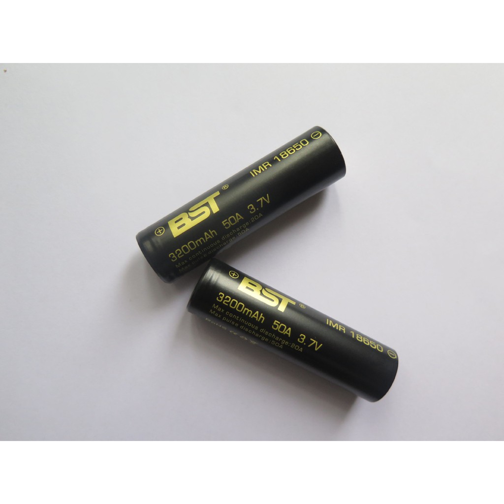 Cell pin 3.7V BST 18650 3200mah xả 50A 2 đầu phẳng