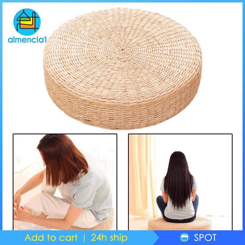 [ALMENCLA1] Round Straw Woven Tatami Cushion Floor Pouf Meditation Seat Mat