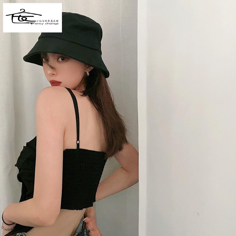 Áo Hai Dây Mùa Hè Màu Đen Phong Cách Pháp Thời Trang Cho Nữ