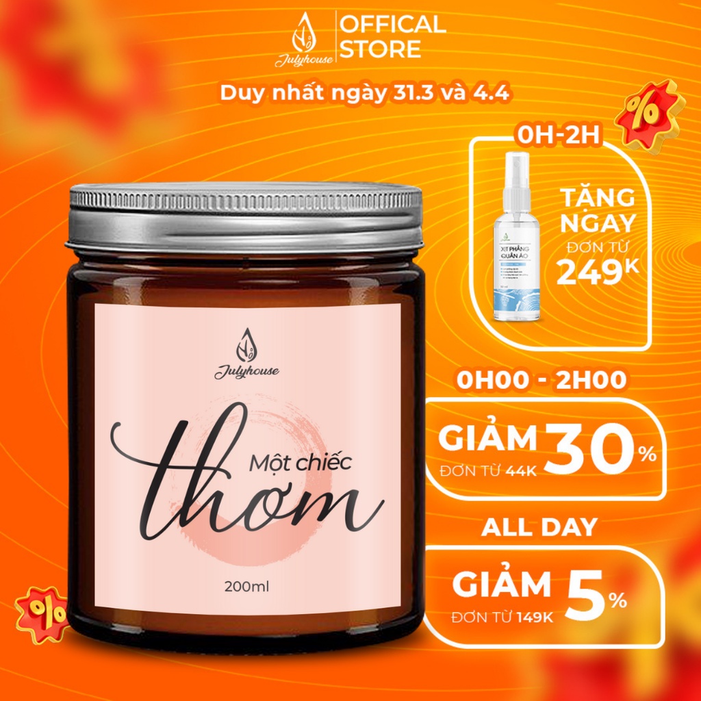 [Mã giảm 100k đơn 250k] Nến thơm tinh dầu độc quyền JULYHOUSE 200ml ngọt ngào tựa một cái ÔM, THƠM tặng kèm hộp diêm