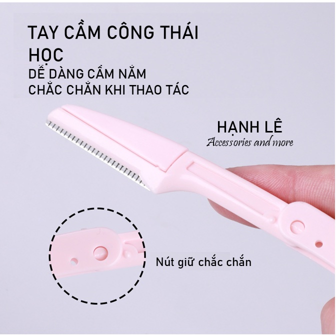 Set 3 dao cạo lông mày gấp gọn lưỡi dao micro an toàn khi sử dụng, cạo sạch và nhẹ nhàng, tạo dáng mày cuốn hút