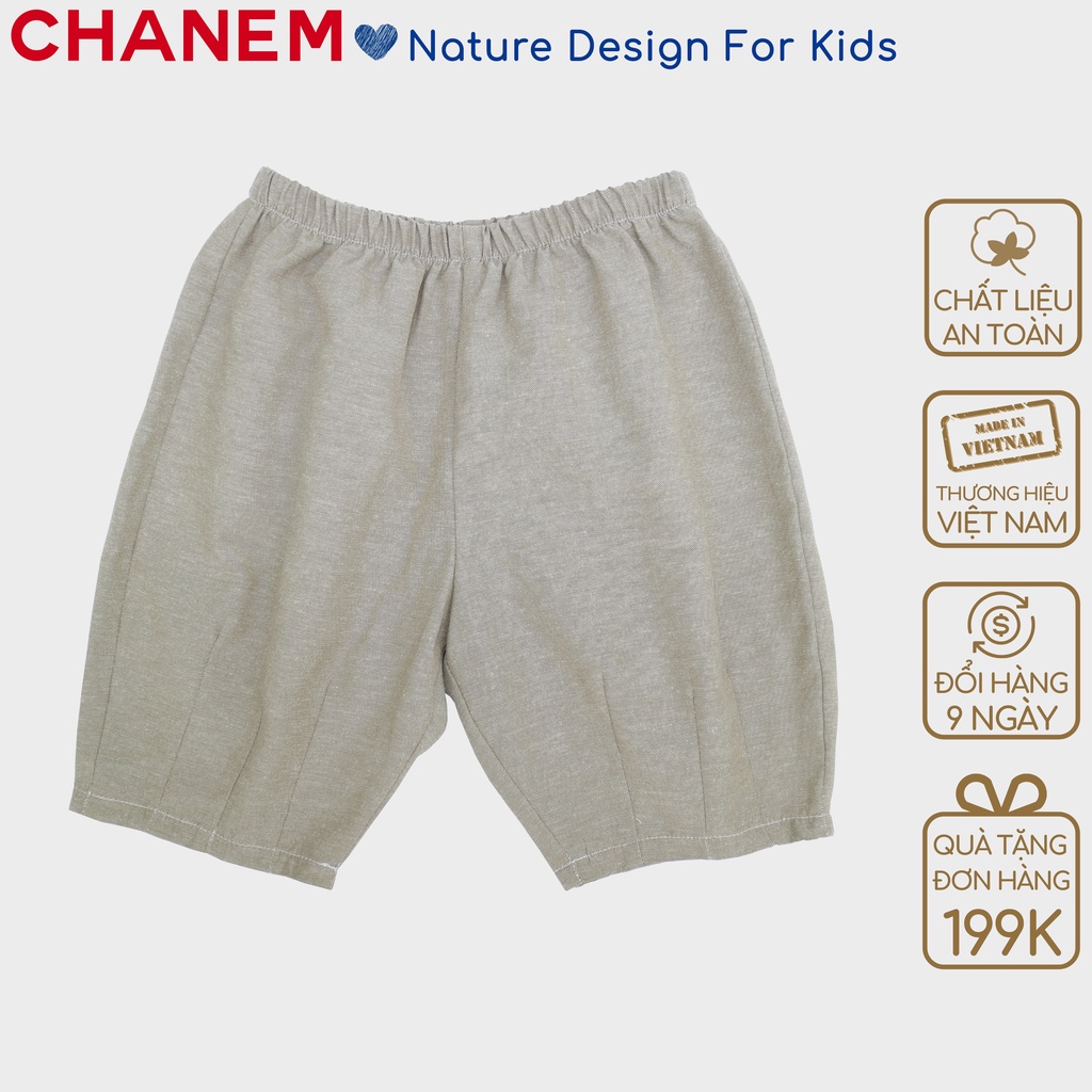 Quần lửng bé trai bé, gái thiết kế ly bo gấu cá tính chất liệu cotton thoáng mát cho bé từ 1 - 10 tuổi - CHANEM - Nature