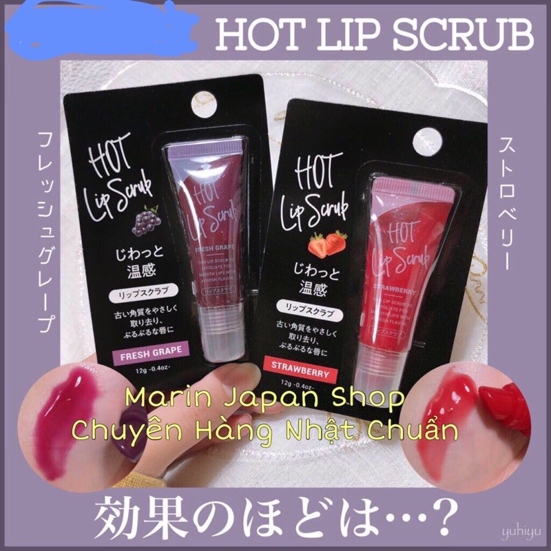 Tẩy chết cho môi nóng ấm lên Hot Lip Scrub Nhật Bản hương hoa quả xoài, dâu, đào tiên , nho dùng thích