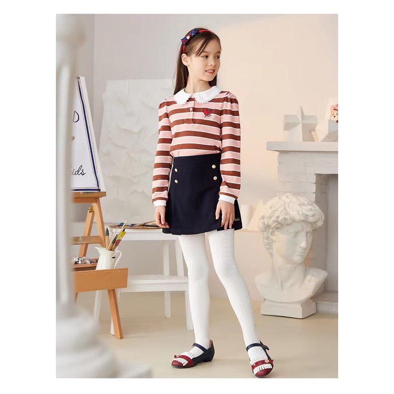 Áo thu đông bé gái Eland kids cổ sen