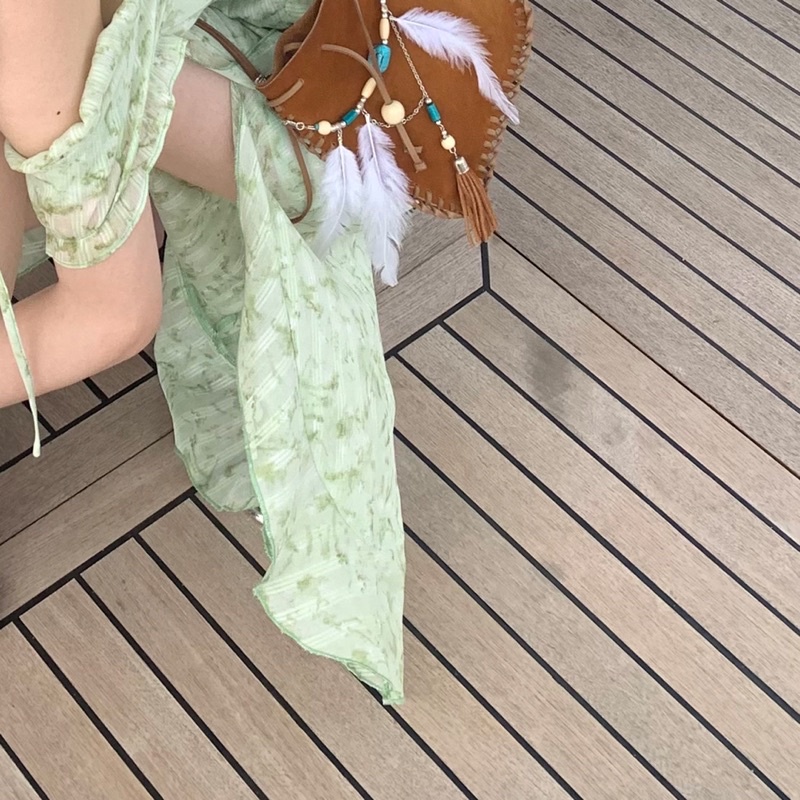 FREESHIP- VÁY HOA NHÍ XANH PASTEL XẺ TÀ TRỄ VAI