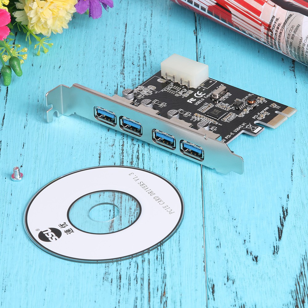 Card mở rộng PCIE 1X sang 4 cổng USB 3.0 kèm phụ kiện