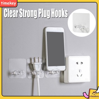 Móc treo phích cắm trong suốt tự dính gắn tường tiện dụng