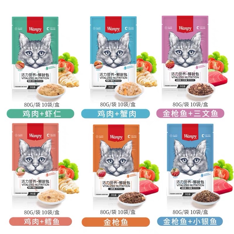 Pate Wanpy thức ăn cho mèo dinh dưỡng tăng cân siêu thơm ngon Surica WP04 (gói 80gr)