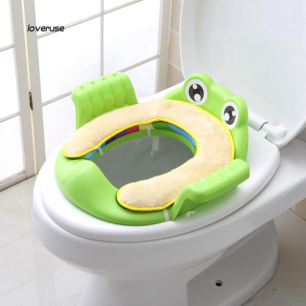 Miếng lót toilet bằng nhựa hình chú ếch có thanh tựa tay dễ thương tiện dụng cho bé
