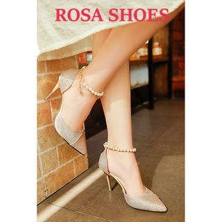Giày cao gót nhọn 8 phân kim tuyến chuỗi Mys Rosa Shoes