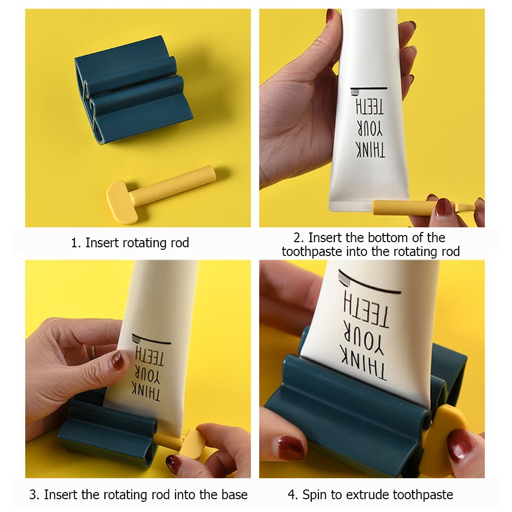 Ống Cuộn Lấy Kem Đánh Răng Bằng Nhựa Có Thể Tái Sử Dụng Kèm Giá Đỡ Tiện Lợi Dành Cho Nhà Tắm