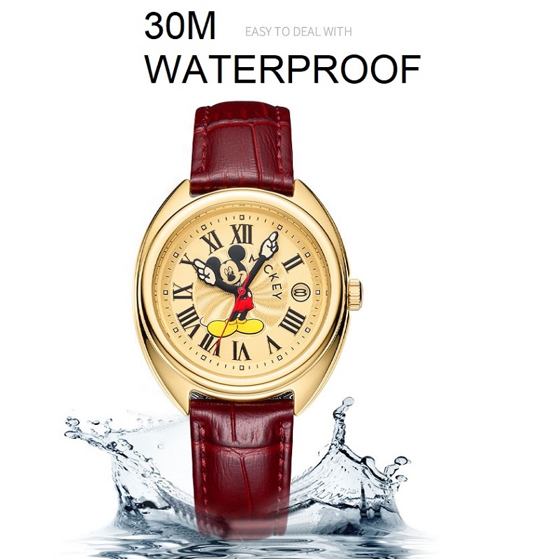 DISNEY Đồng Hồ Đeo Tay Chống Thấm Nước Mặt Hình Chuột Micky Phong Cách Nhật Bản Thời Trang Cho Nam Và Nữ