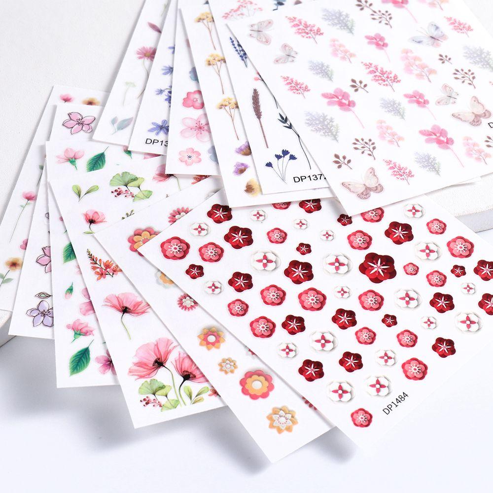 EUTUS Hình Dán Móng Tay Họa Tiết Hoa Anh Đào Mùa Hè Nhiều Màu Sắc