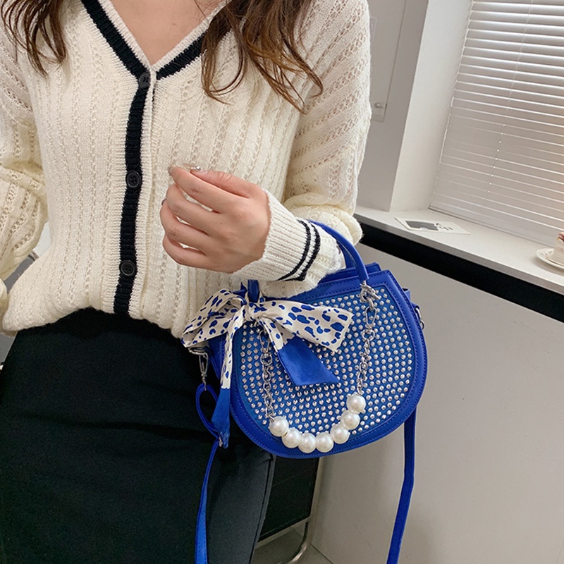 Ielgy Túi Xách Yên Ngựa Đính Kim Cương Sáng Lấp Lánh Kiểu niche Cho Nữ