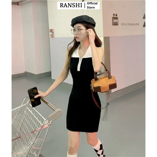 Đầm Body Hở Lưng Khóa Cổ Yếm Viền Trắng Sexy HÀNG LOẠI 1 Chất Thun Siêu Đẹp Mát Váy Đi Tiệc Đi Biển RANSHI | BigBuy360 - bigbuy360.vn