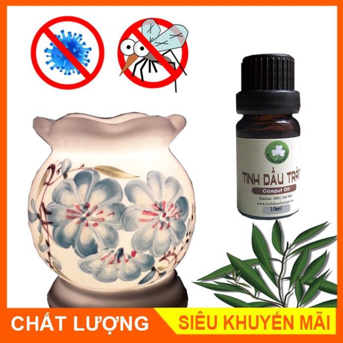 Combo Đèn Xông Tinh Dầu Gốm Sứ Bát Tráng + Tinh Dầu Tràm Nguyên Chất 10ml