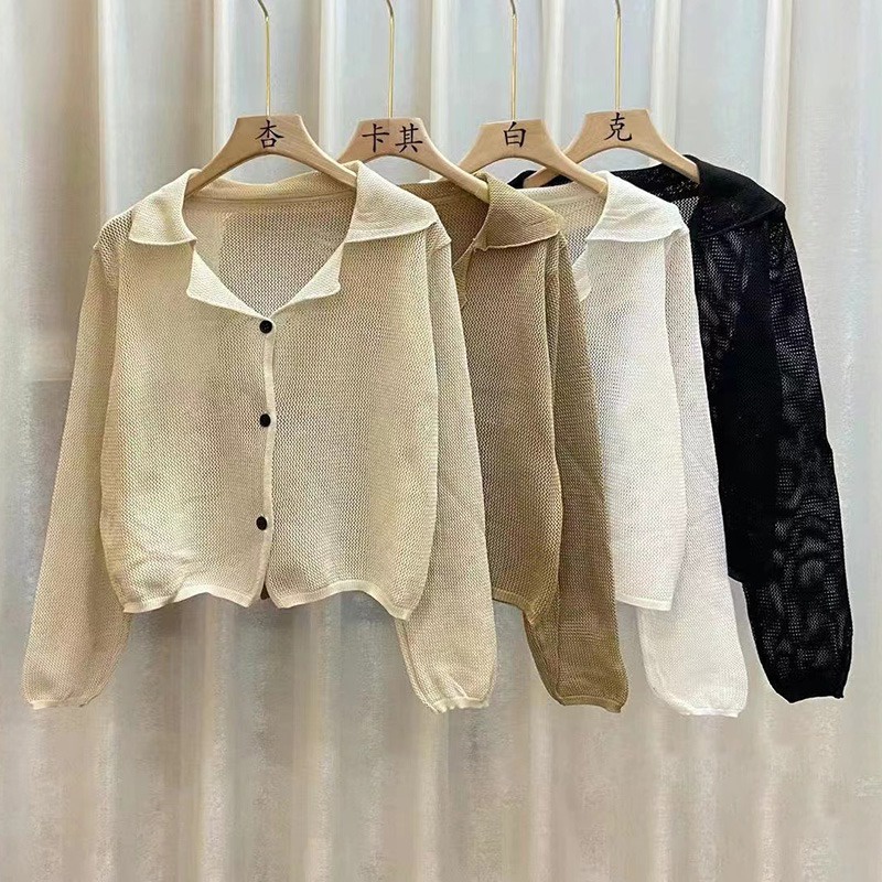 Áo Khoác Cardigan Tay Dài Cổ Bẻ Màu Trơn Phong Cách Hàn Quốc Cho Nữ Màu Sắc