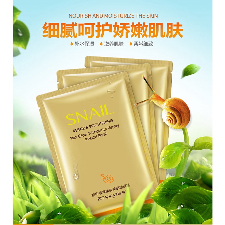 Mặt nạ ốc sên Bioaqua dưỡng ẩm điều dầu cân bằng trẻ hóa làn da sang trọng | BigBuy360 - bigbuy360.vn