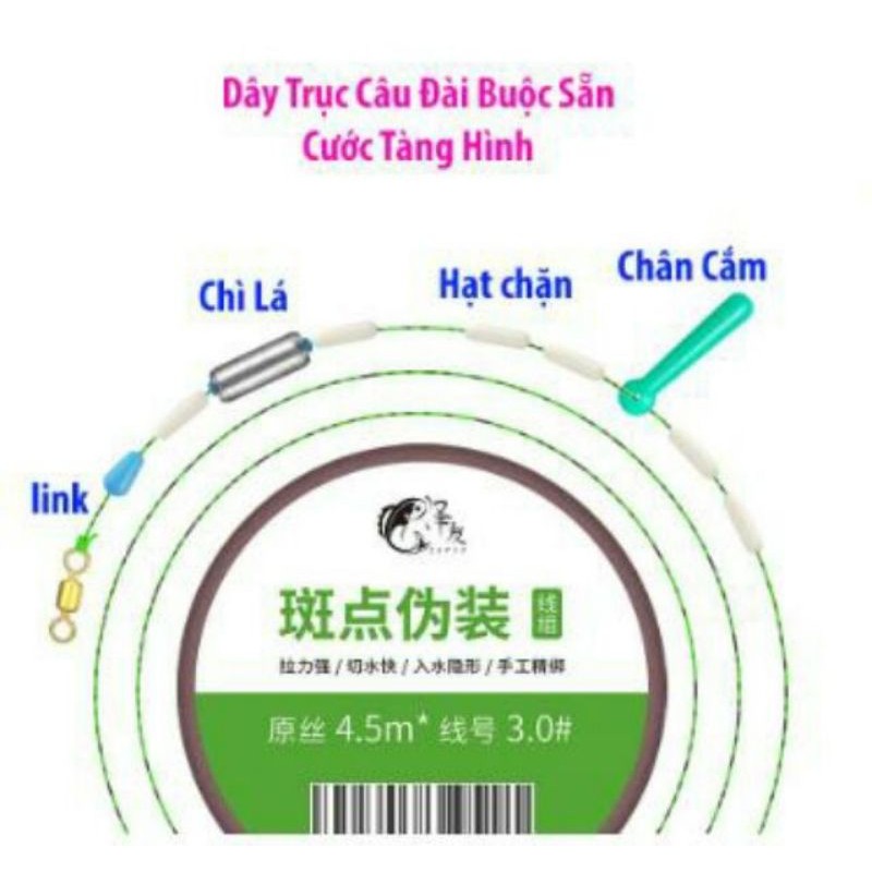 Trục câu Đài buộc sẵn cước câu cá tàng hình