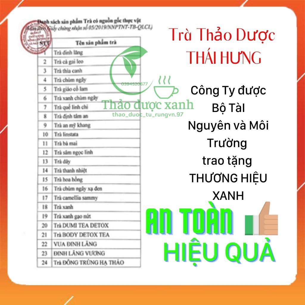 Trà Đinh Lăng Thượng Hạng THÁI HƯNG - 25 Túi lọc , An Thần , Ngủ Ngon, Lưu Thông Máu Não