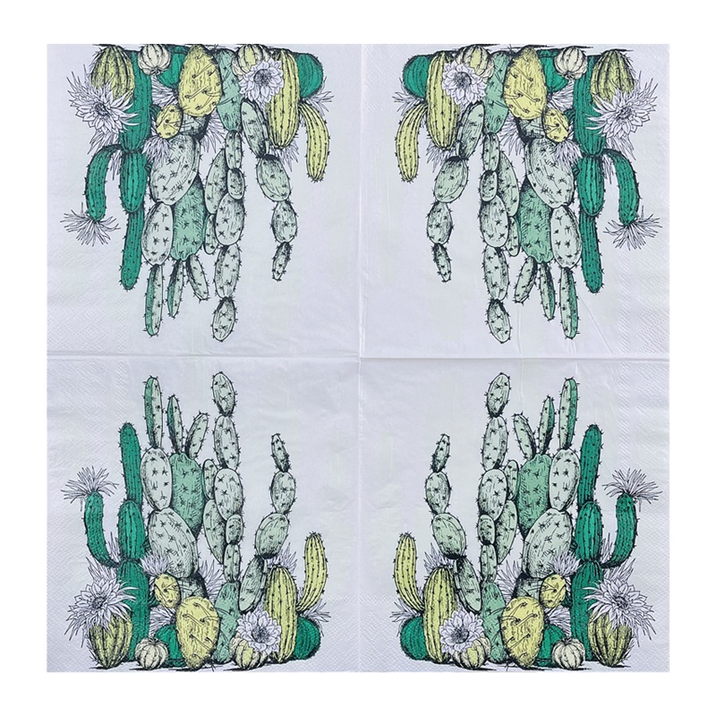 Set 20 Khăn Ăn Bằng Giấy In Họa Tiết Xương Rồng Trang Trí Sự Kiện &amp; Bữa Tiệc