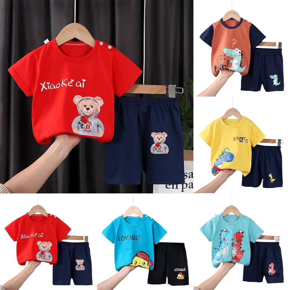 COD Bộ ÁO Thun NgắN Tay + QuầN NgắN Baggy Cho Bé CO