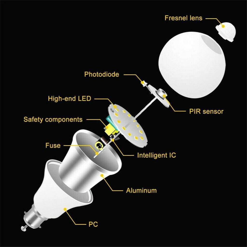 ZAIJIE24 Bóng Đèn LED Cảm Biến Chuyển Động B22 Tiết Kiệm Năng Lượng