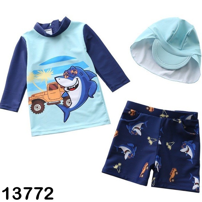 Bộ bơi liền và rời Bigbaby hoạt tiết hoạt hình, khủng long, cá mập siêu cưng cho bé trai 8-18KG 1-4 tuổi