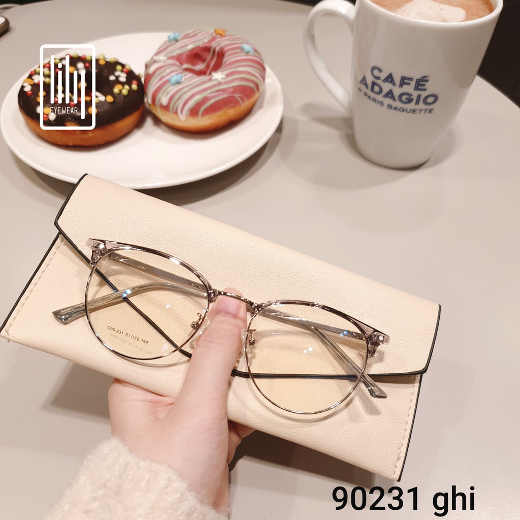 Gọng kính cận nam nữ Lilyeyewear mắt tròn kim loại, thanh mảnh, màu sắc thời trang dễ 90231 | BigBuy360 - bigbuy360.vn