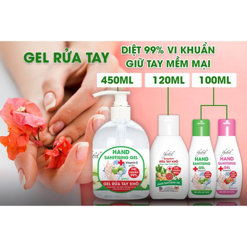 Gel rửa tay khô hương táo xanh Thebol 450ml