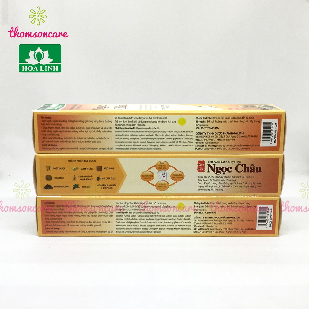 Kem đánh răng dược liệu Ngọc Châu 125g Chính hãng