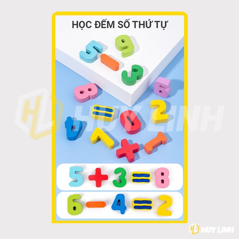 [Free Ship] Bộ Đồ Chơi Câu Cá và Ghép Số Học Đếm 87 Chi Tiết Bằng Gỗ Thông Cho Bé thoải mái Học Và Chơi