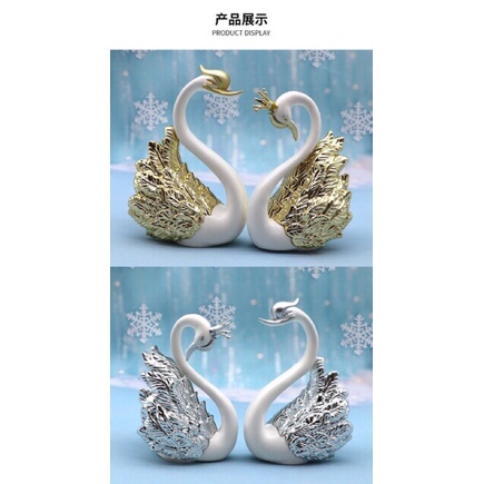 Phụ kiện Thiên nga decor mẫu móng ( set 2 con ) màu vàng - bạc
