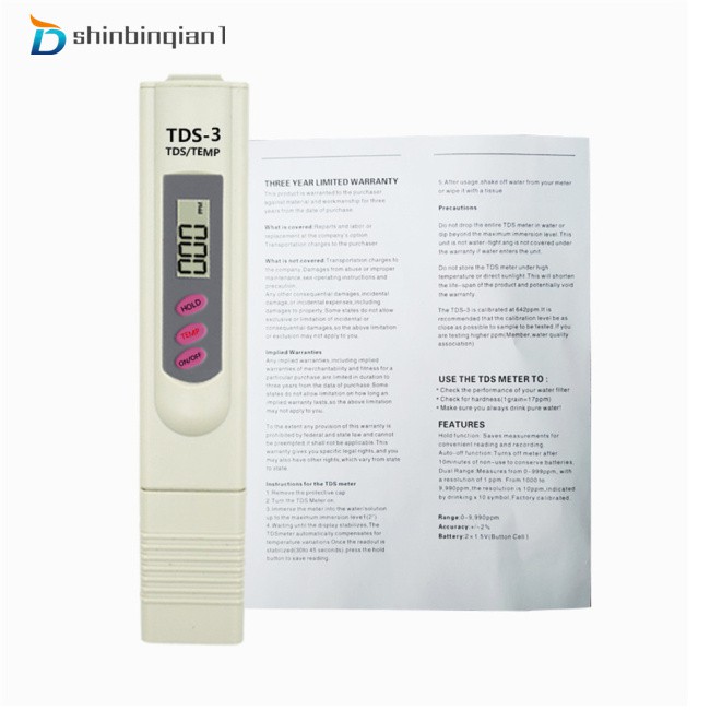 efl Tds-3 Meter Temp Ppm Digital  Lcd  Tester Detector For Tap Water Quality Filter Purity 0-9990