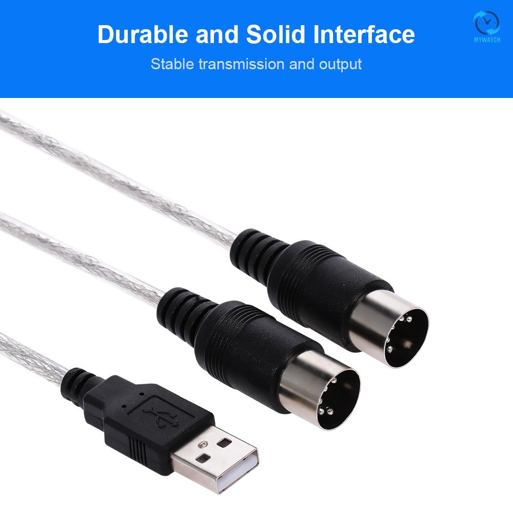 M USB MIDI Cable 5PIN MID Cable Driver-free Support Windows XP and Windows 7